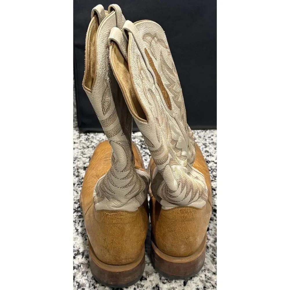 Justin Boots Pascoe Smooth Ostrich Leather Made In USA Mens Size 11 EE